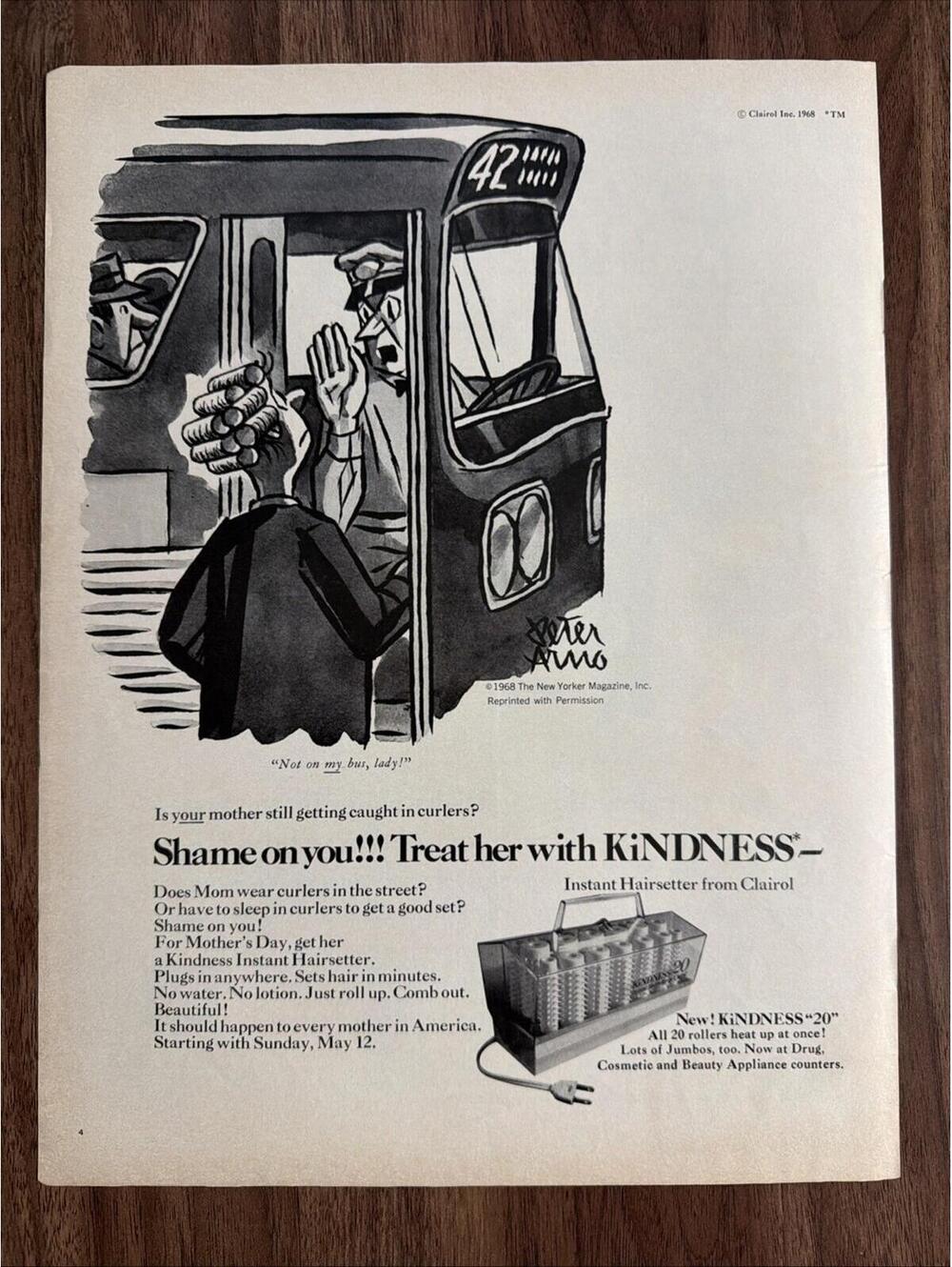 New! Kindness 20 Heated Rollers Instant Hair Setter Clairol Print Ad New Yorker